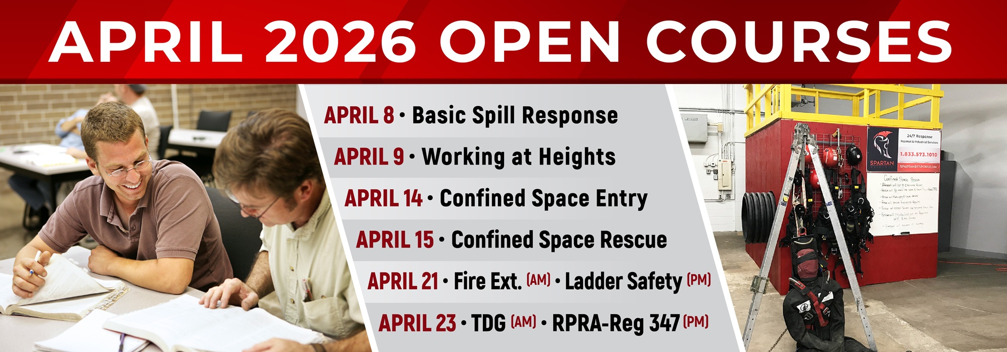 Open workplace safety training registration schedule.